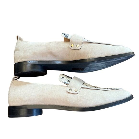 Joie Loafers Suede Snakeskin Shoes 38 1/2 - Picture 4 of 11